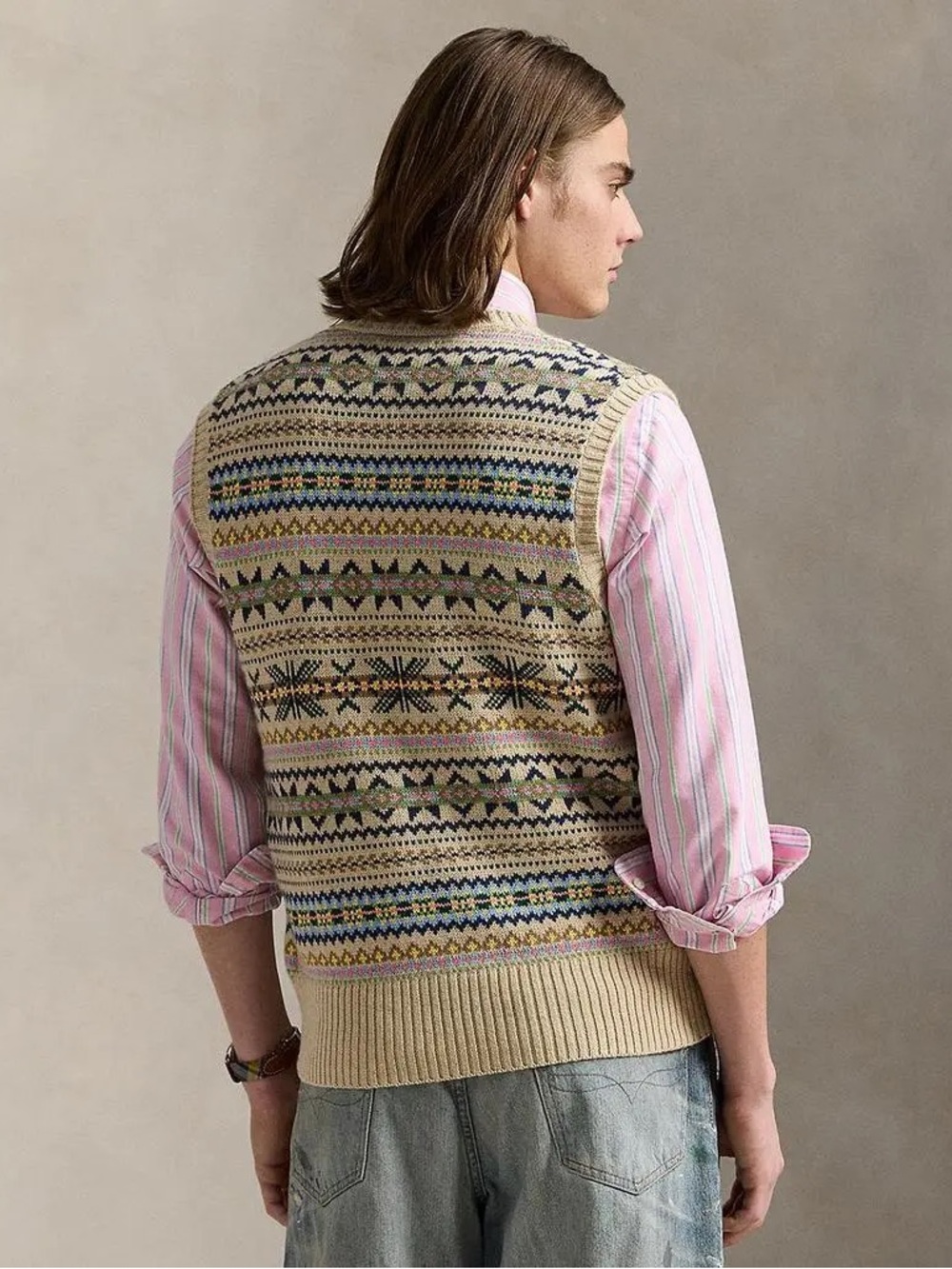 Polo Ralph Lauren Fair Isle Cotton-Cashmere Sweater Vest Tan Combo Men’s Size XL - Picture 4 of 10